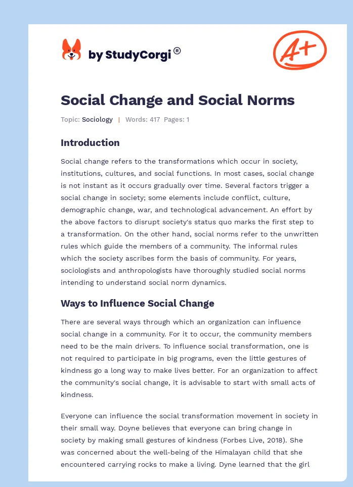 Social Change and Social Norms. Page 1