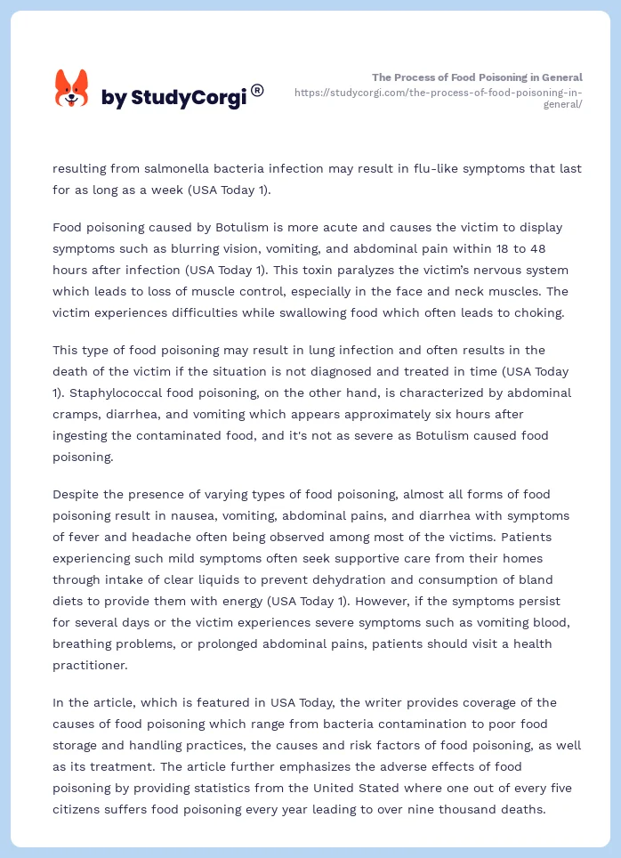 food poisoning experience essay