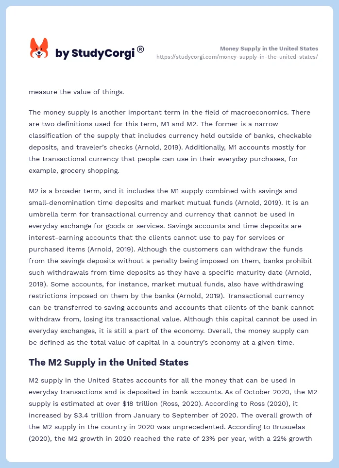 Money Supply in the United States. Page 2