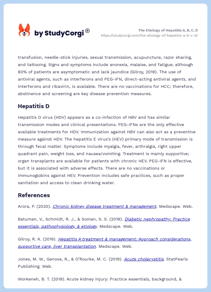 The Etiology of Hepatitis A, B, C, D. Page 2