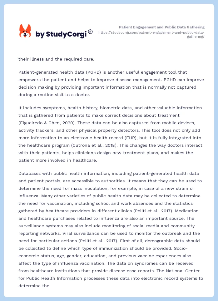 Patient Engagement and Public Data Gathering. Page 2