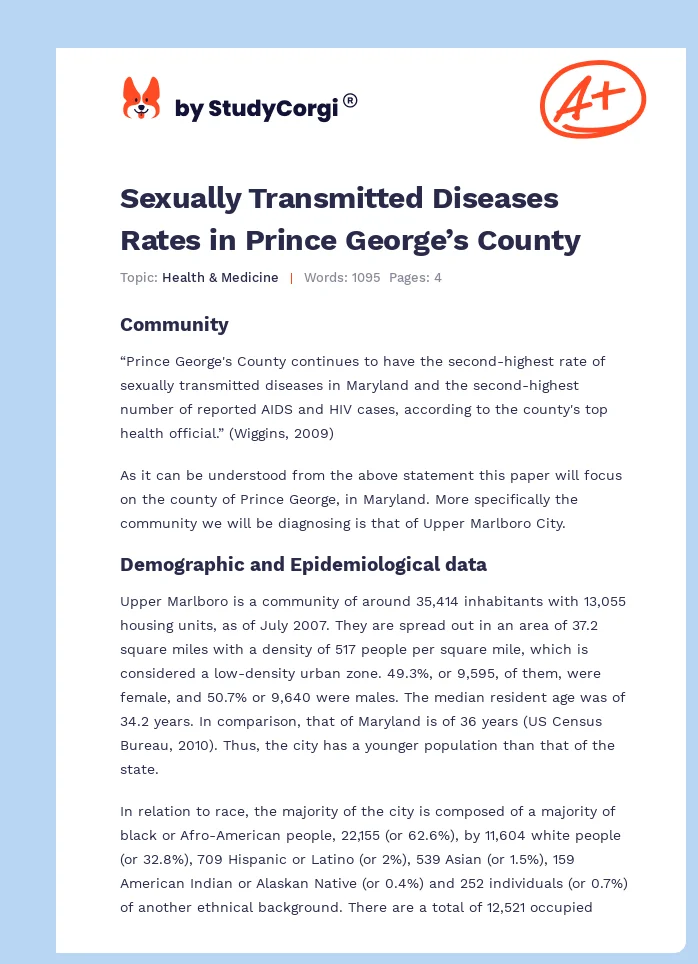 Sexually Transmitted Diseases Rates in Prince George’s County. Page 1