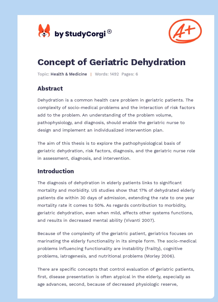 Concept of Geriatric Dehydration. Page 1