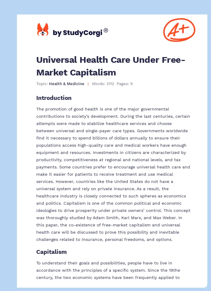 Universal Health Care Under Free-Market Capitalism. Page 1