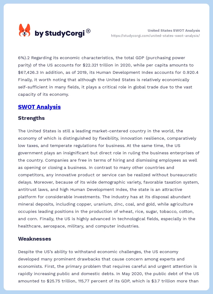 United States SWOT Analysis. Page 2