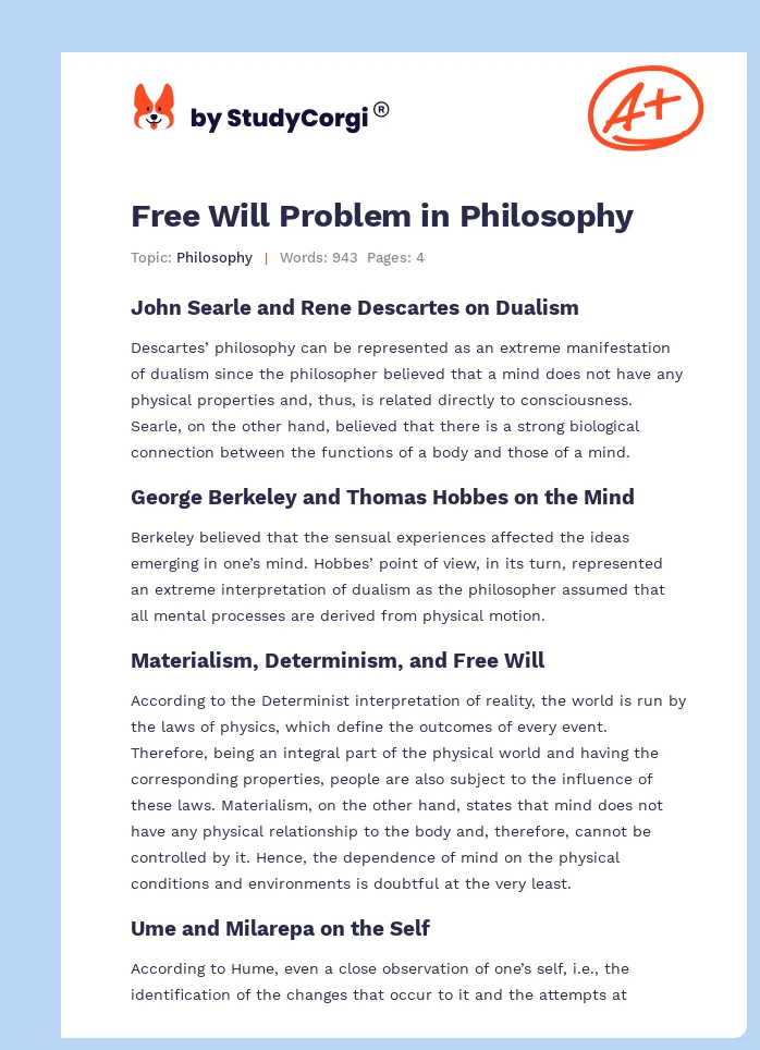 Free Will Problem in Philosophy. Page 1