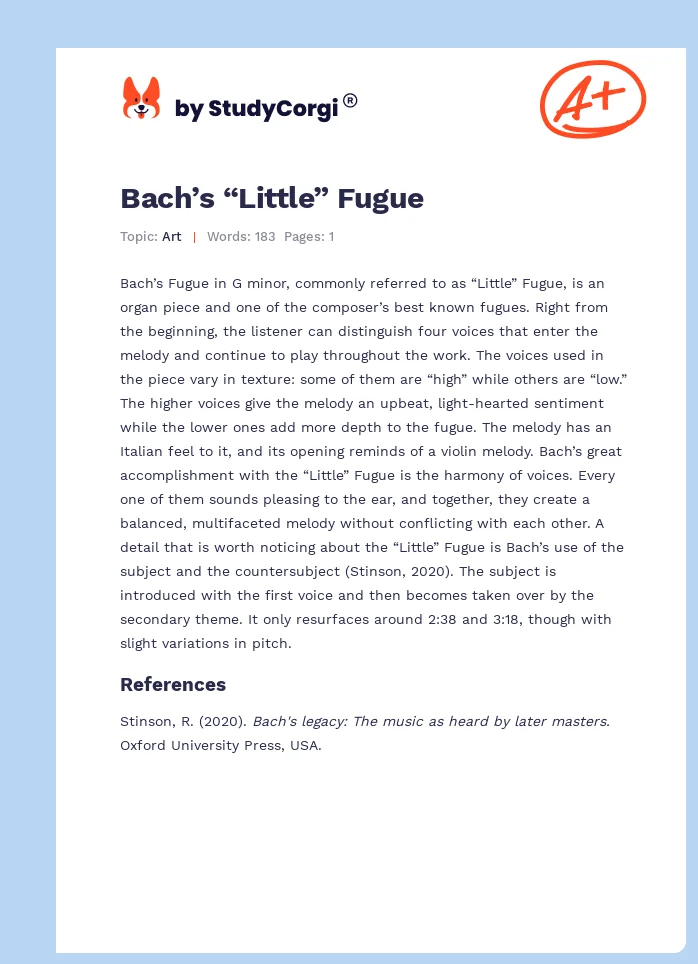 Bach’s “Little” Fugue. Page 1