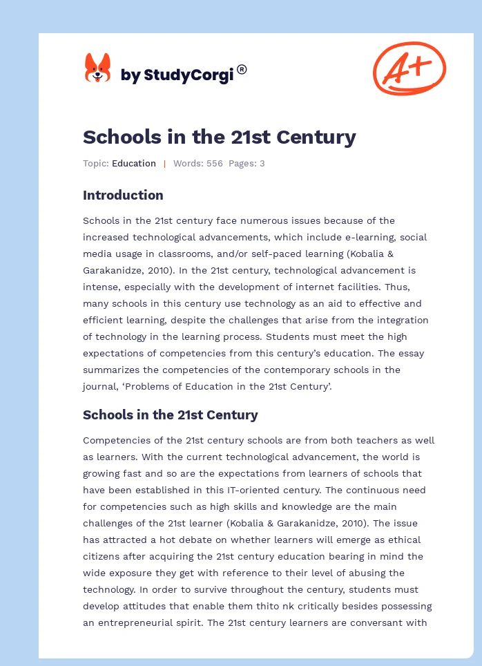 Schools in the 21st Century. Page 1
