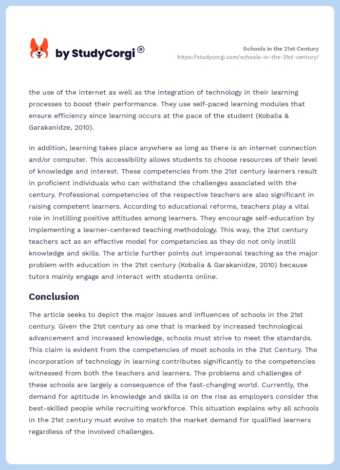 Schools in the 21st Century. Page 2