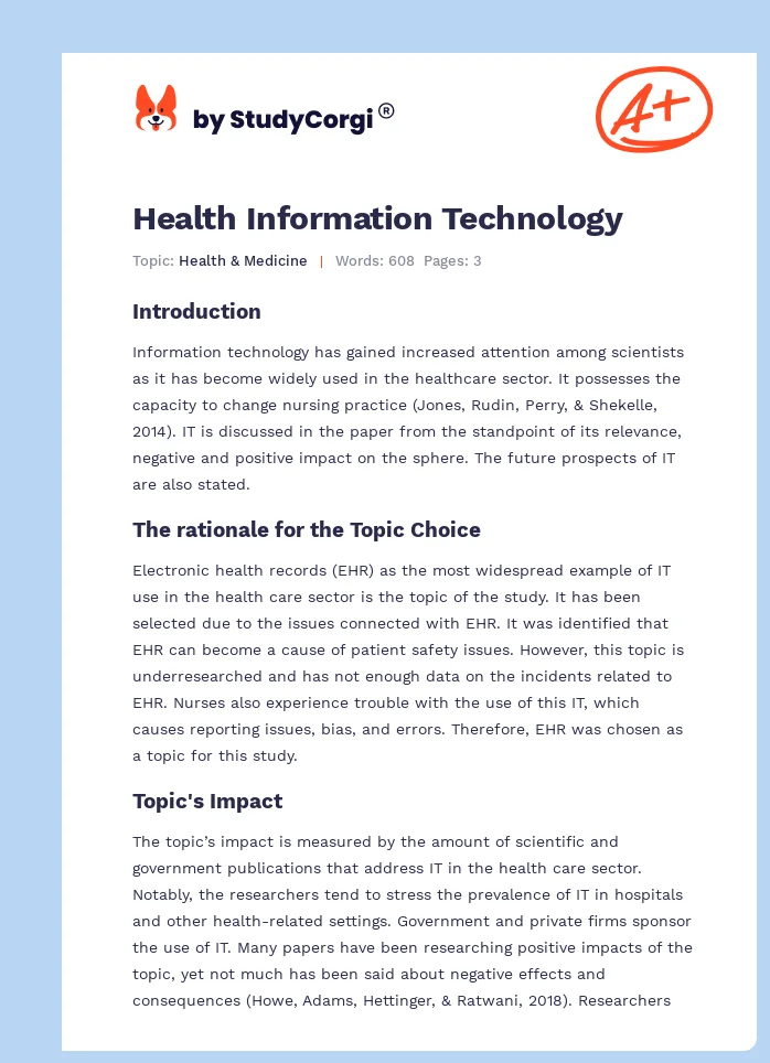 Health Information Technology. Page 1