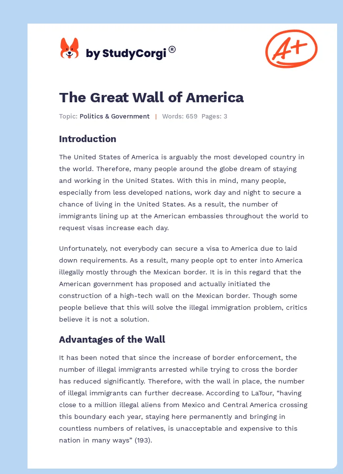 The Great Wall of America. Page 1