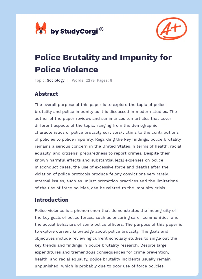 Police Brutality and Impunity for Police Violence. Page 1