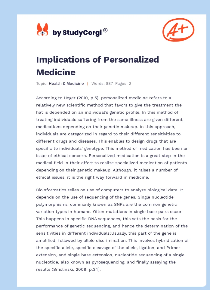Implications of Personalized Medicine. Page 1