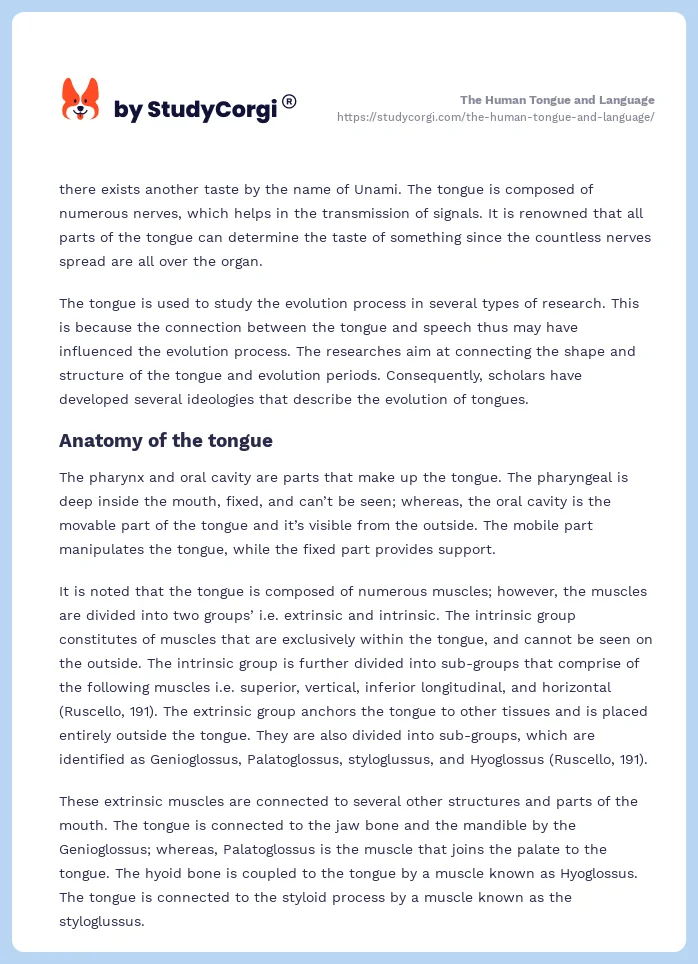 The Human Tongue and Language. Page 2
