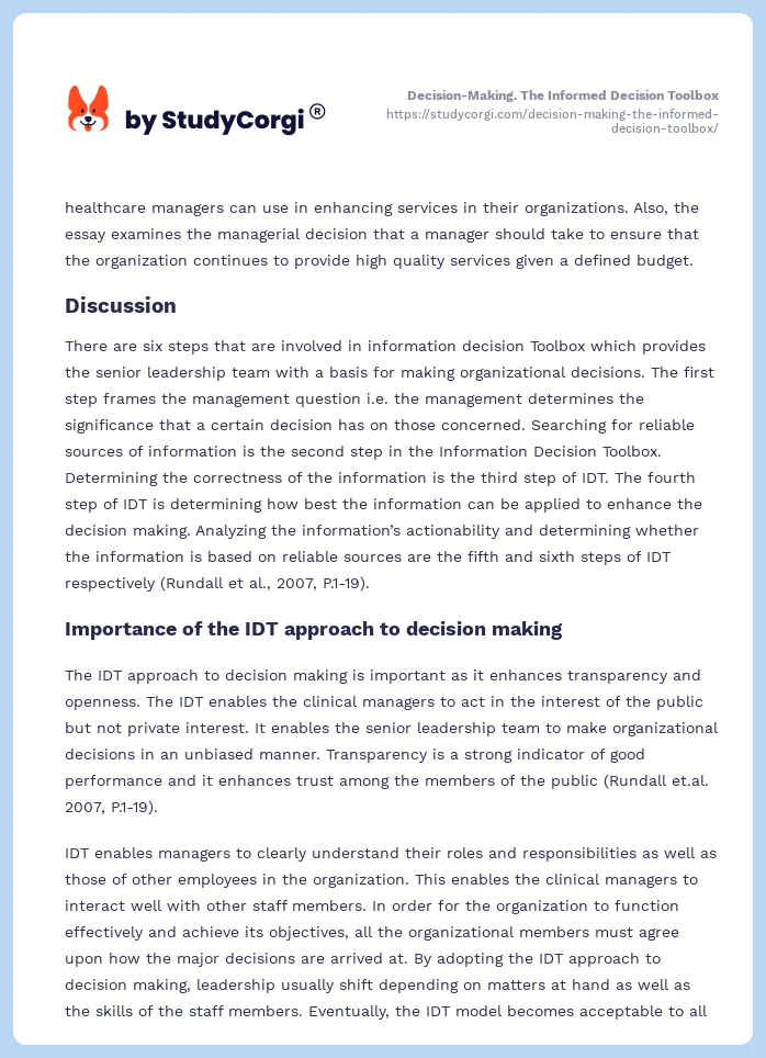 Decision-Making. The Informed Decision Toolbox. Page 2