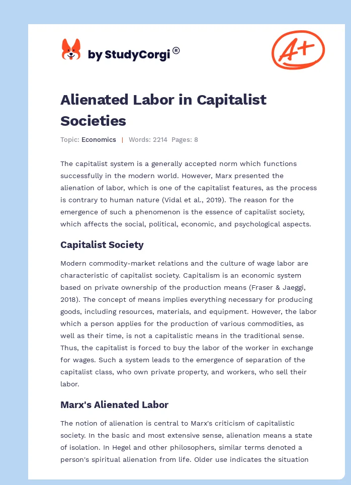 Alienated Labor in Capitalist Societies. Page 1