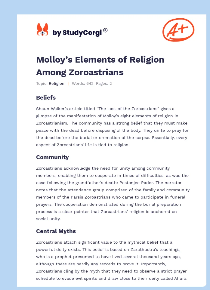 Molloy’s Elements of Religion Among Zoroastrians. Page 1