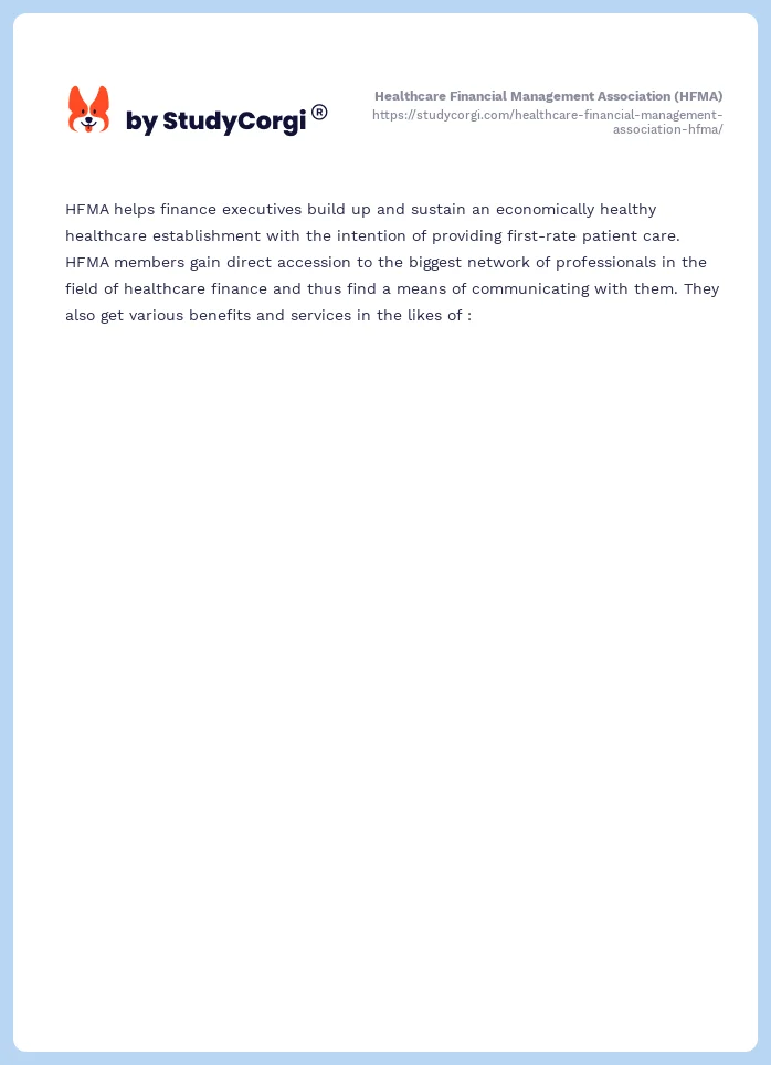 Healthcare Financial Management Association (HFMA). Page 2
