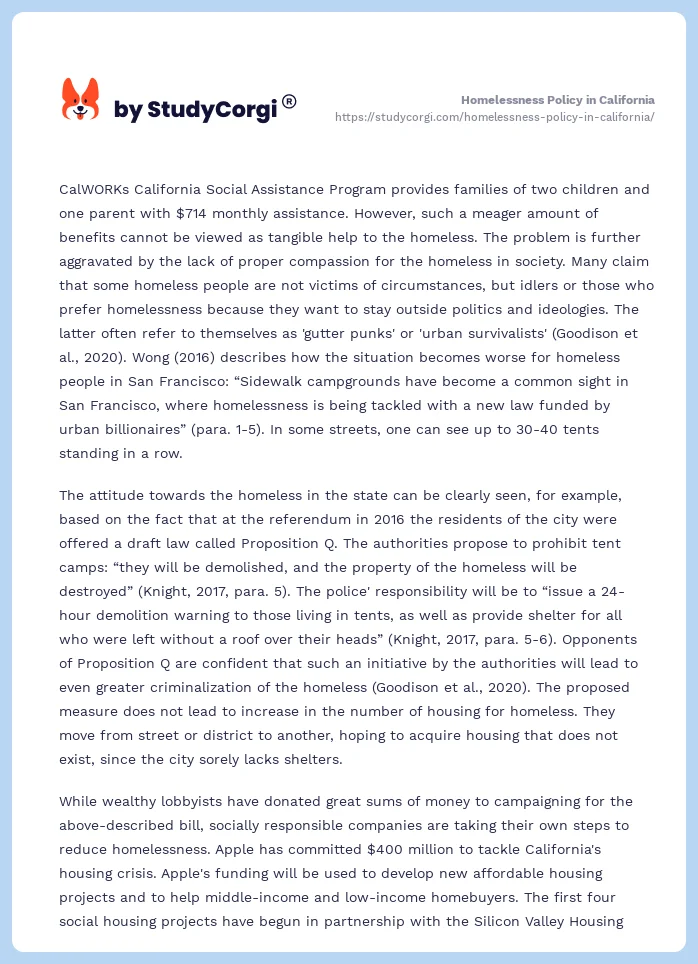 Homelessness Policy in California. Page 2