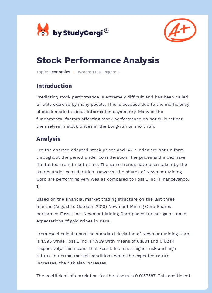 Stock Performance Analysis. Page 1