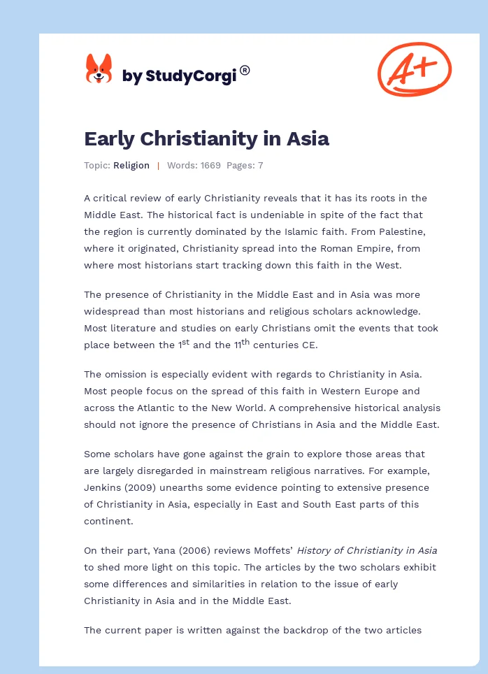 Early Christianity in Asia. Page 1