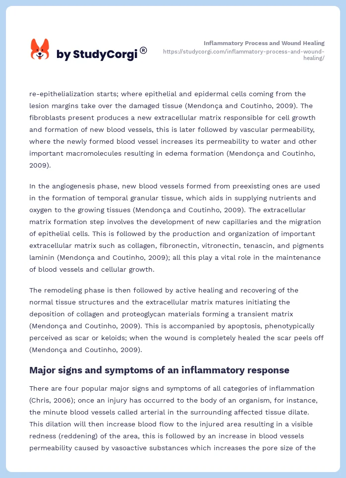 Inflammatory Process and Wound Healing. Page 2