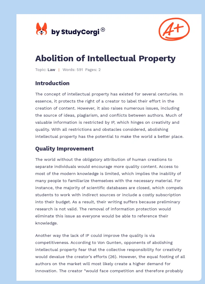 Abolition of Intellectual Property. Page 1
