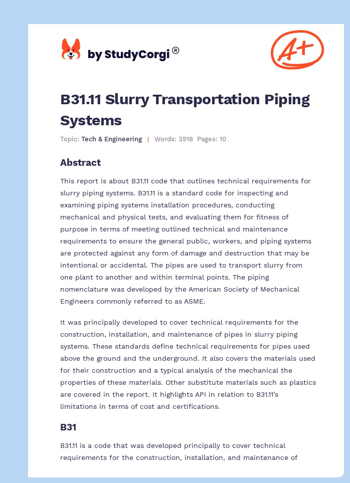 B31.11 Slurry Transportation Piping Systems. Page 1