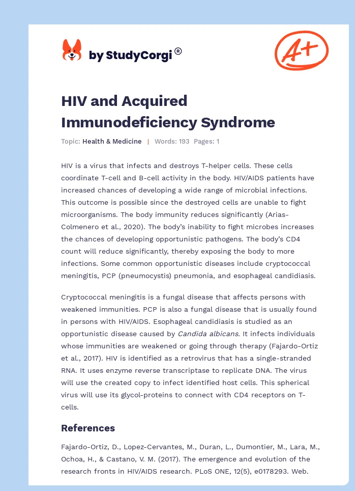 HIV and Acquired Immunodeficiency Syndrome. Page 1