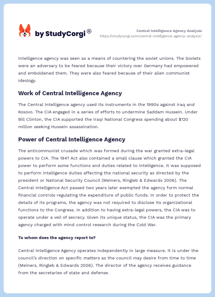 Central Intelligence Agency Analysis. Page 2