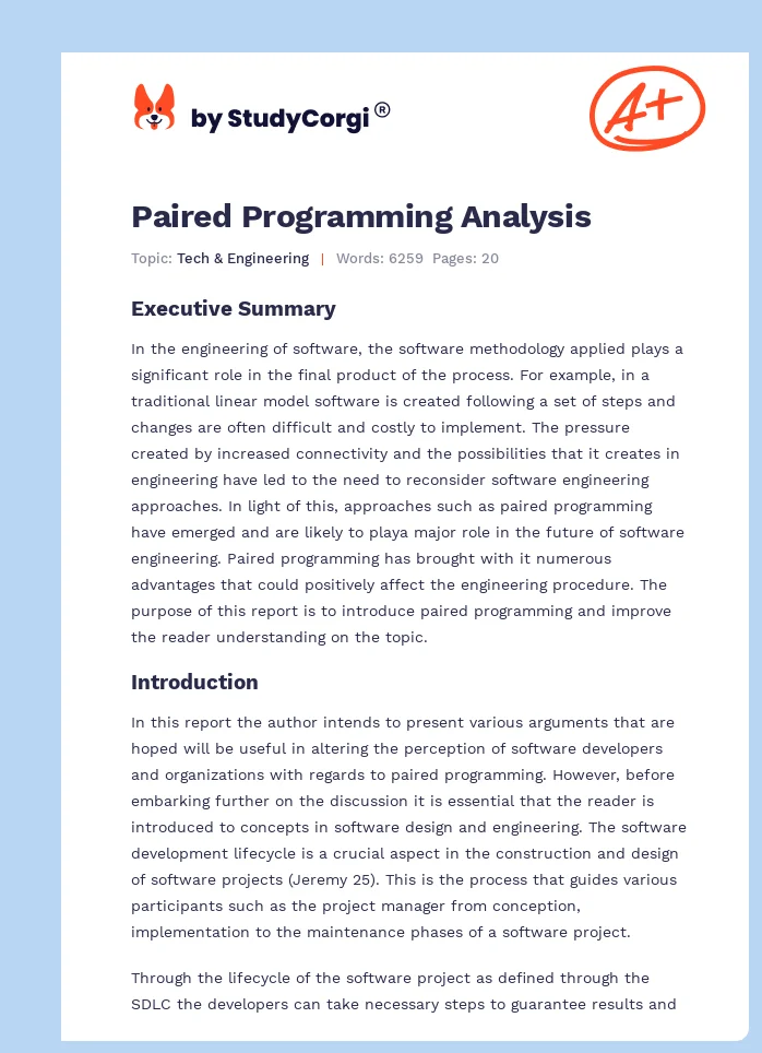Paired Programming Analysis. Page 1
