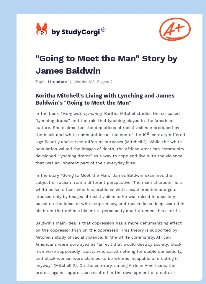 "Going to Meet the Man" Story by James Baldwin. Page 1