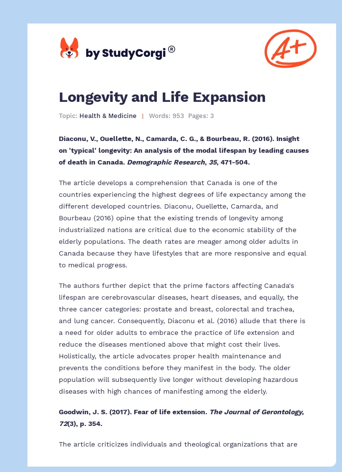 Longevity and Life Expansion. Page 1