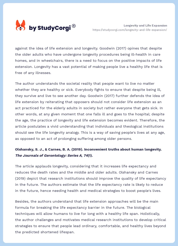 Longevity and Life Expansion. Page 2