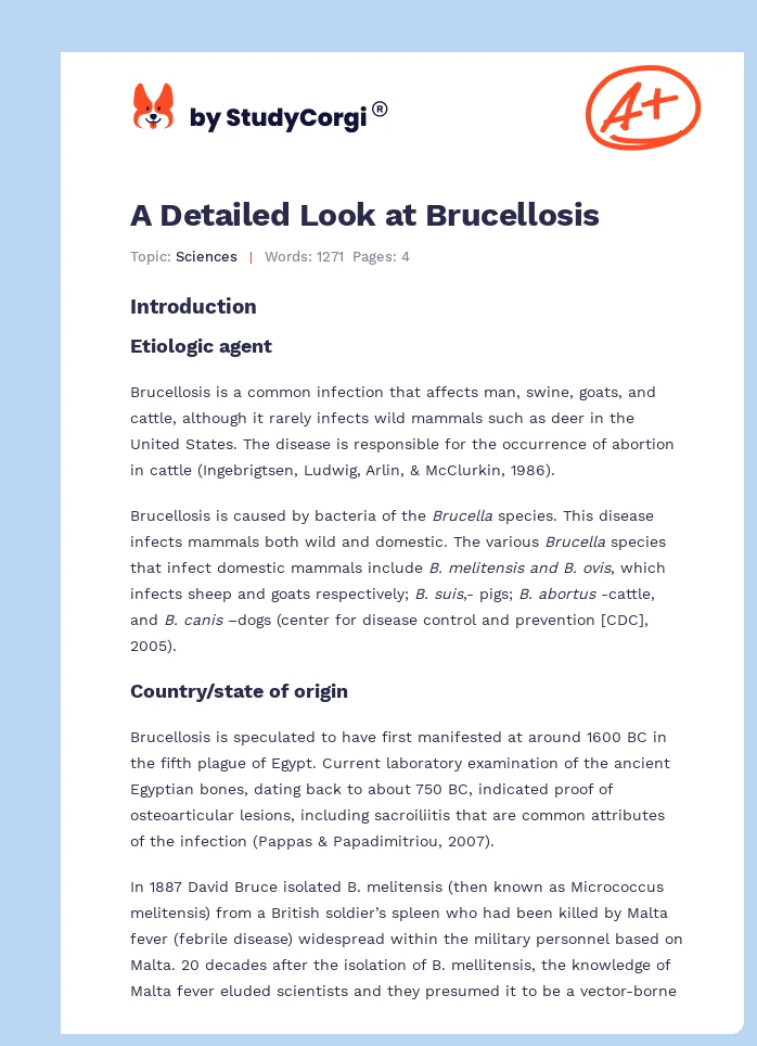 A Detailed Look at Brucellosis. Page 1