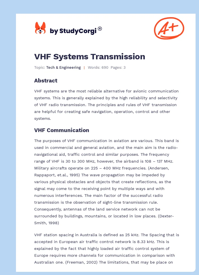VHF Systems Transmission. Page 1