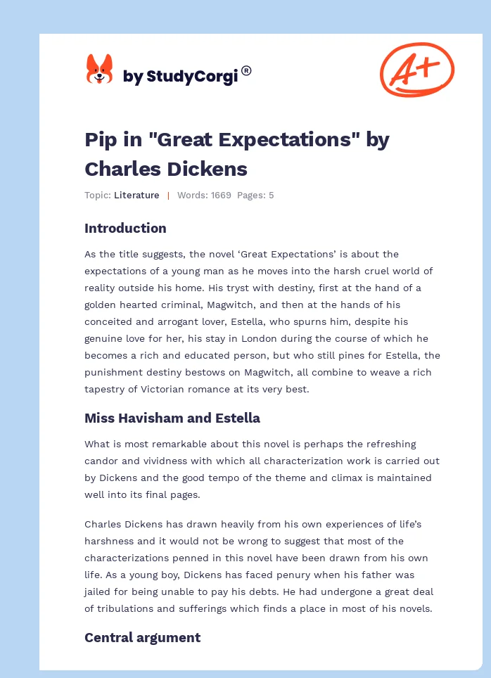 Pip in "Great Expectations" by Charles Dickens. Page 1
