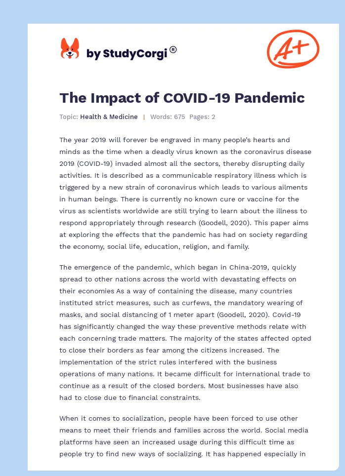 The Impact of COVID-19 Pandemic. Page 1