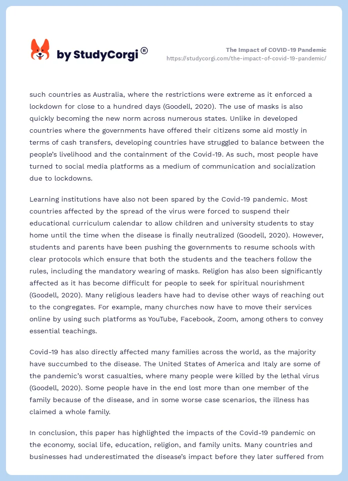 The Impact of COVID-19 Pandemic. Page 2