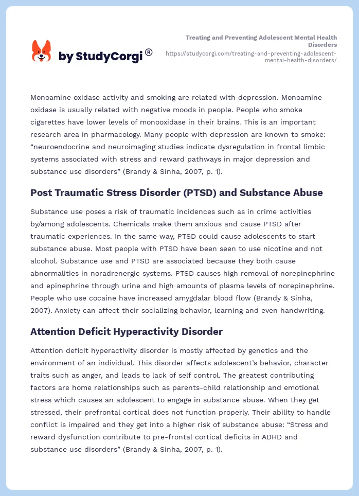 Treating and Preventing Adolescent Mental Health Disorders. Page 2
