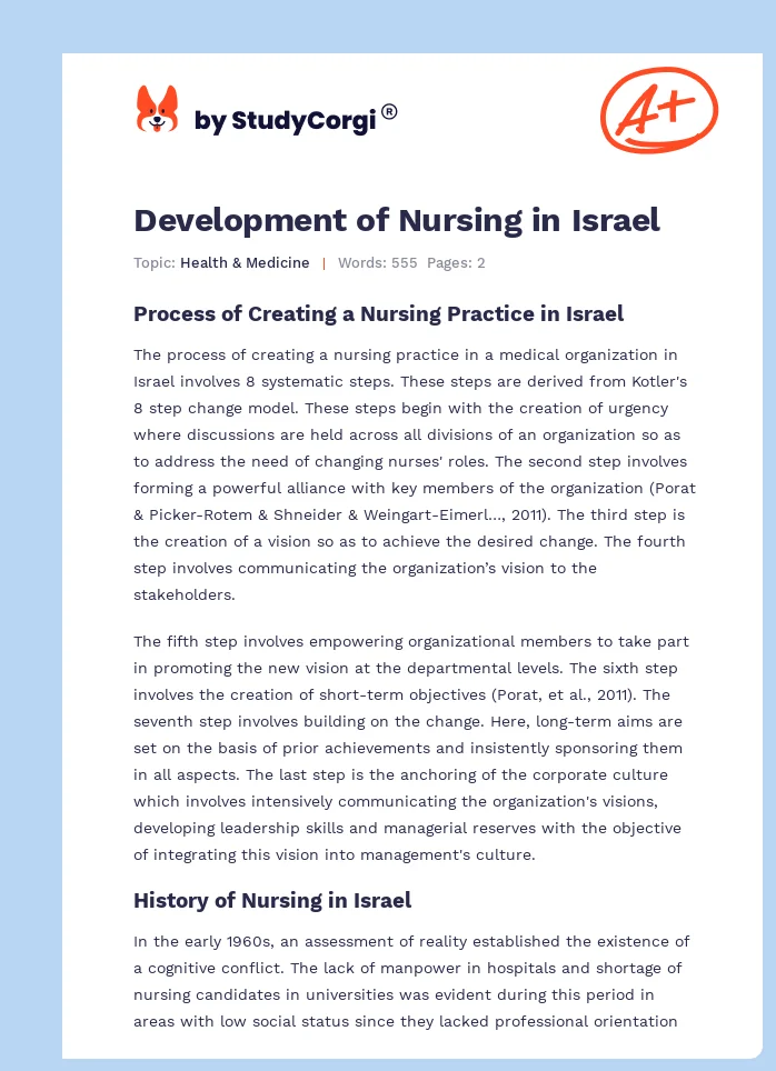 Development of Nursing in Israel. Page 1