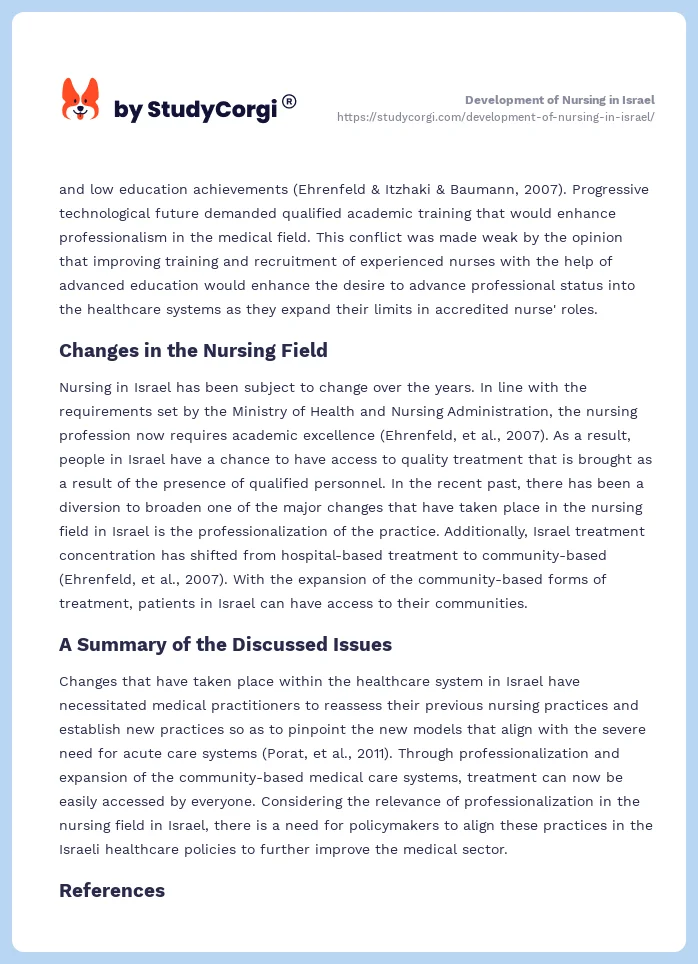 Development of Nursing in Israel. Page 2