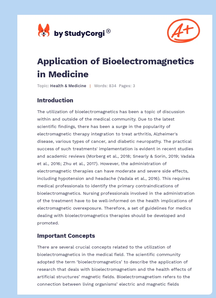 Application of Bioelectromagnetics in Medicine. Page 1
