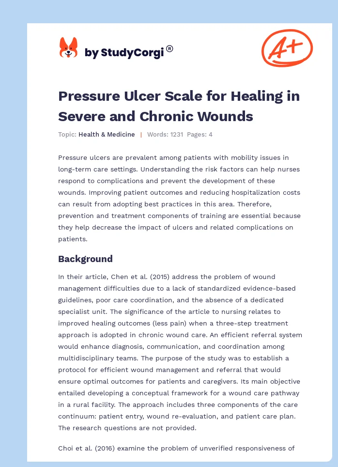 Pressure Ulcer Scale for Healing in Severe and Chronic Wounds. Page 1