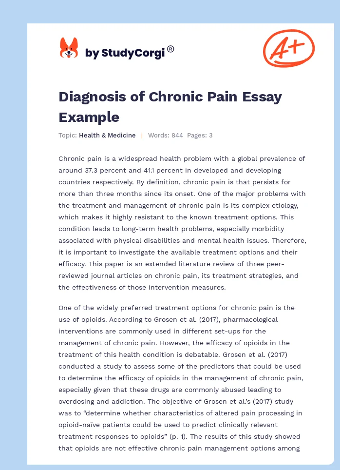 Chronic Pain: Treatment Options and Efficacy. Page 1