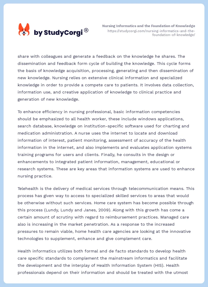 Nursing Informatics and the Foundation of Knowledge. Page 2