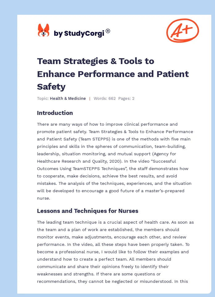 Team Strategies & Tools to Enhance Performance and Patient Safety. Page 1