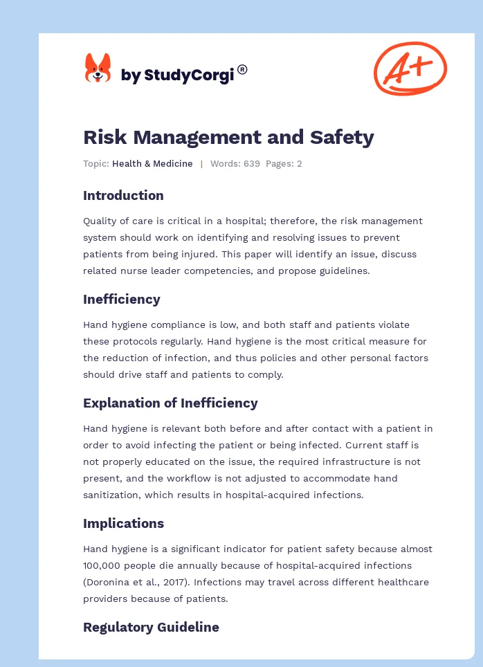 Risk Management and Safety. Page 1