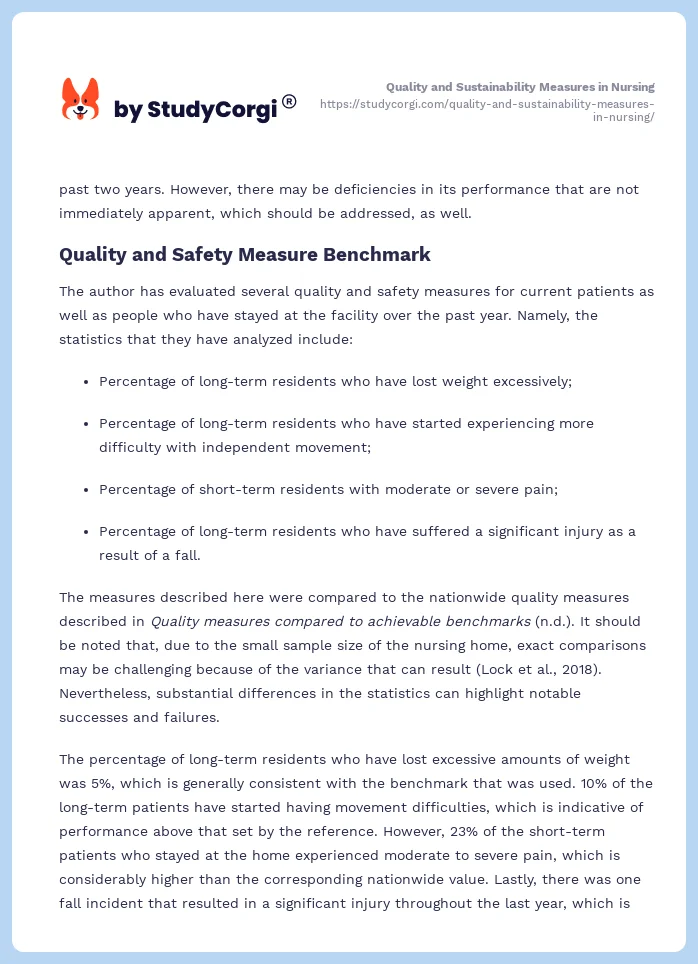 Quality and Sustainability Measures in Nursing. Page 2