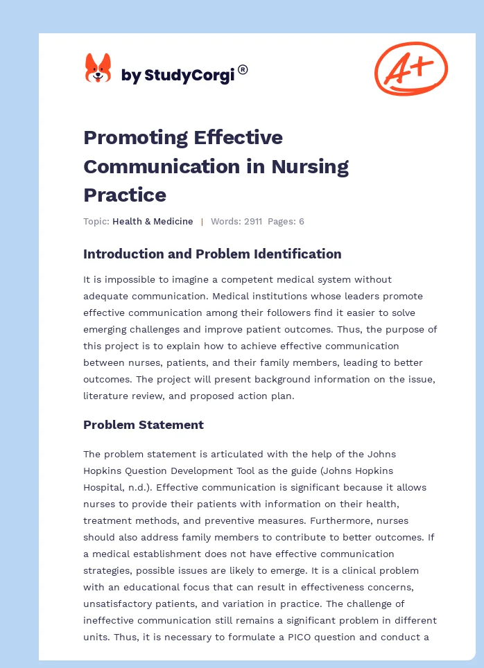 Promoting Effective Communication in Nursing Practice. Page 1